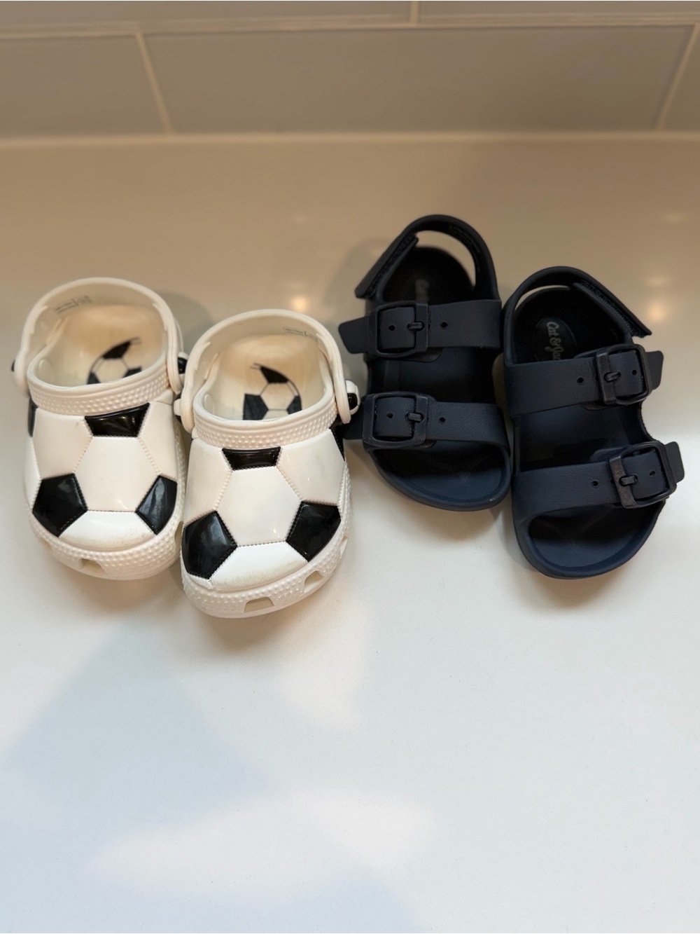 Toddler Shoe Bundle – Soccer Crocs + Navy Sandals Size 6C
